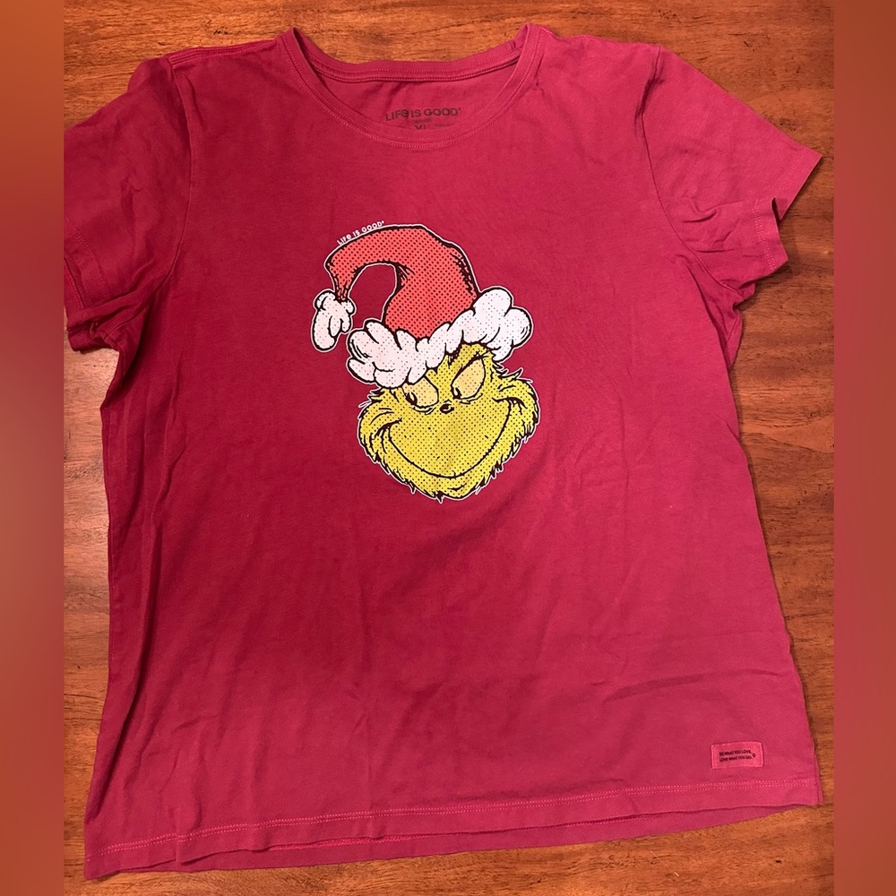 NWOT- Life Is Good- Grinch Red Graphic Tee